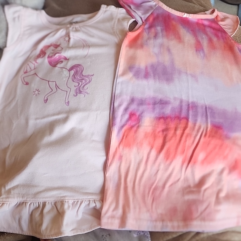 *nd Sz 3T Carter's Girls' Pink, Purple & Peach Tie-Dye & UNicorn Nightgowns